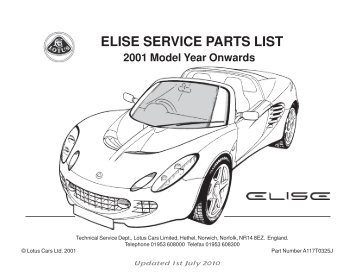 ELISE SERVICE PARTS LIST 2001 Model Year Onwards - Komo-TEC