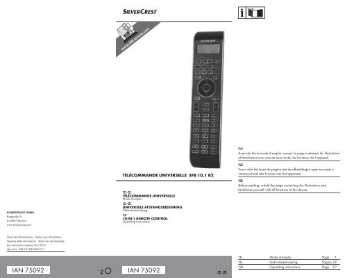 Télécommande one for all universelles pour TV LG Philips samsung urc-11  7110