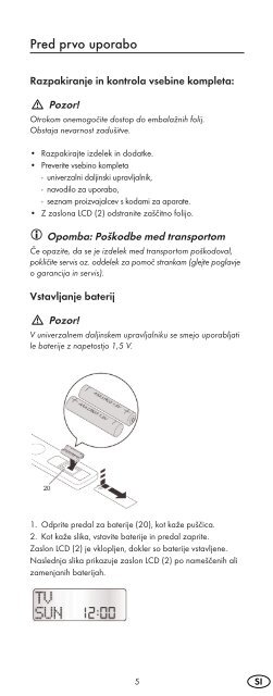 UNIVERSAL REMOTE CONTROL - Kompernass