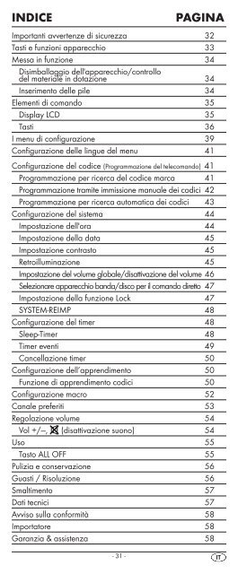 Mando a distancia universal Telecomando universale - Kompernass