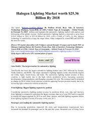 Halogen Lighting Market worth $25.36 Billion By 2018