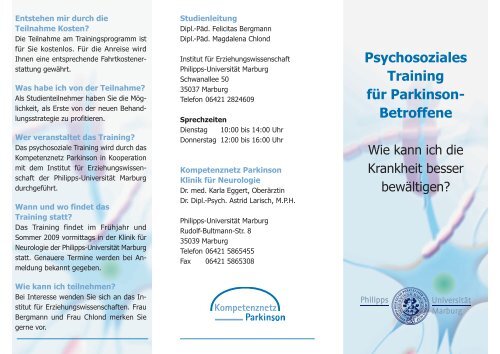 Psychosoziales Training fÃ¼r Parkinson- Betroffene - Kompetenznetz ...