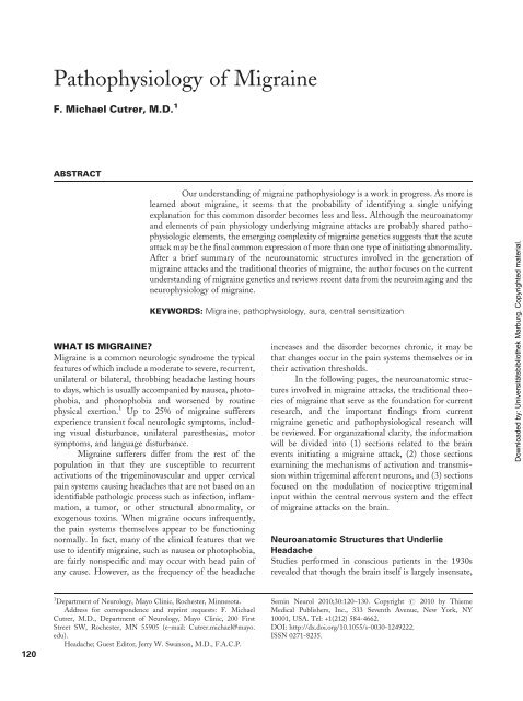 Pathophysiology of Migraine - Kompetenznetz Parkinson