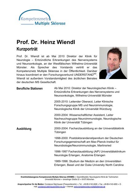 Prof. Dr. Heinz Wiendl KurzportrÃ¤t - Kompetenznetz Parkinson