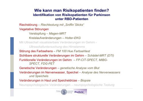 RBD-Studien und Meilensteine - Kompetenznetz Parkinson