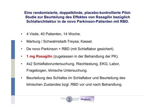 RBD-Studien und Meilensteine - Kompetenznetz Parkinson