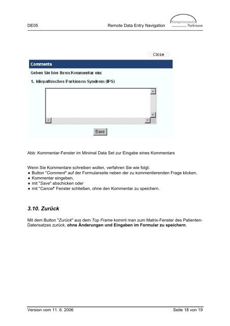 Kompetenznetz Parkinson Standard Operating Procedure