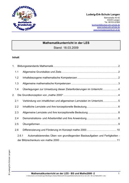 Mathematikunterricht an der LES - BS und Mathe2000 -2