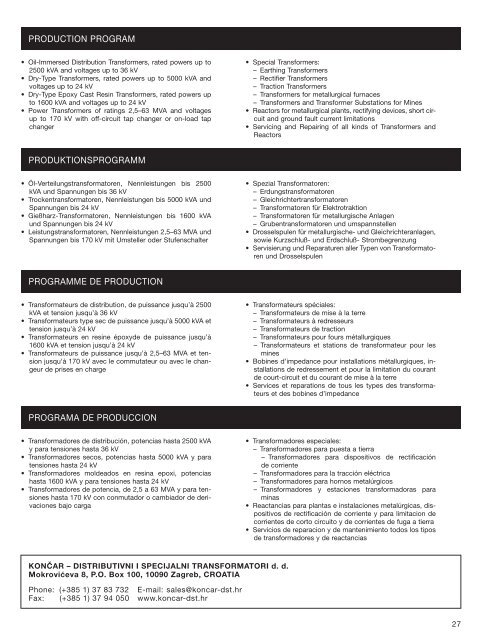 Reference list - KonÄar Distribution and Special Transformers Inc.