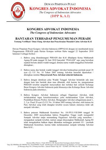 KONGRES ADVOKAT INDONESIA The Congress of Indonesian ...