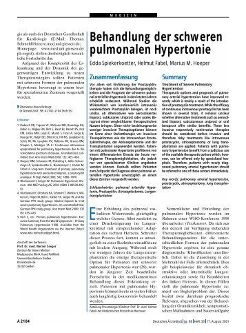 Behandlung der schweren pulmonalen Hypertonie - Deutsche ...