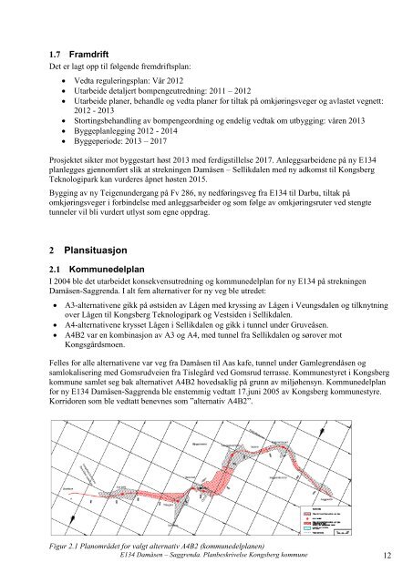 Planbeskrivelse E134 Damåsen - Saggrenda - Statens vegvesen