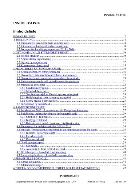 forslag til budsjett 2013 - Kongsberg Kommune