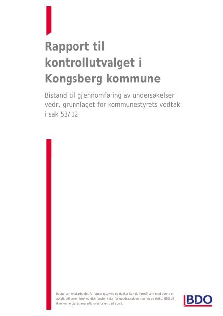 Rapport Kongsberg ved kontrollutvalget - Kongsberg Kommune