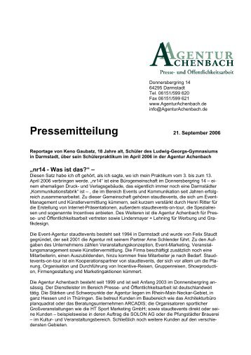 Pressemitteilung - Agentur Achenbach - Presse