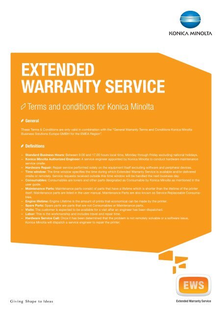 General Warranty Terms and Conditions for the ... - Konica Minolta