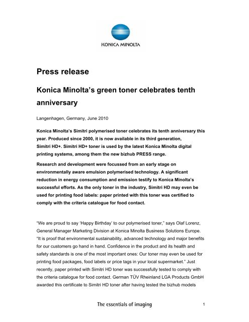 Press release - Konica Minolta