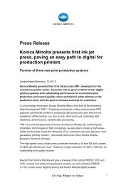 Press Release Konica Minolta presents first ink jet press, paving an ...