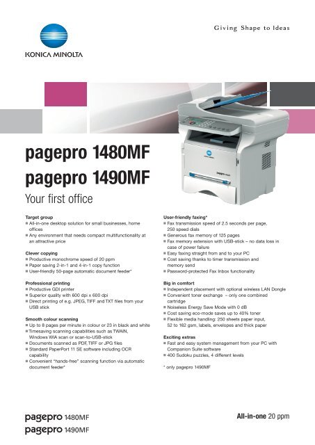 Pagepro 1480mf Pagepro 1490mf Konica Minolta