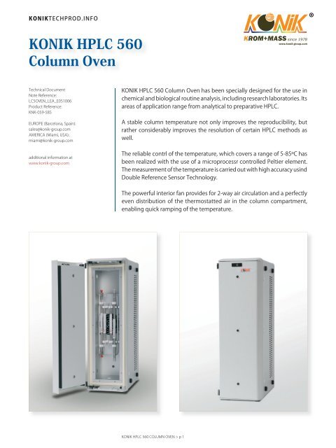 KONIK HPLC 560 Column Oven