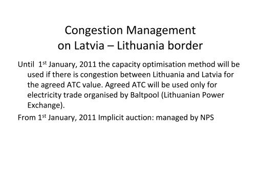 Congestion Management between Baltic states - Konkurentsiamet