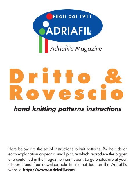 Adriafil S Magazine Hand Knitting Patterns Instructions