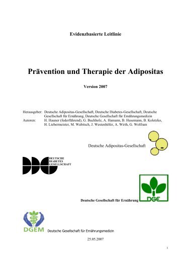 Evidenzbasierte Leitlinie Pr>vention und Therapie der Adipositas