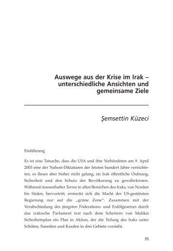 Auswege aus der Krise im Irak â unterschiedliche Ansichten und ...