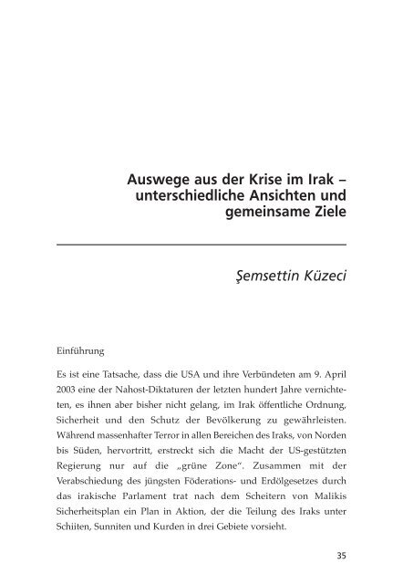 Auswege aus der Krise im Irak â unterschiedliche Ansichten und ...