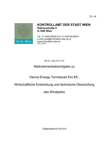 02-36-KA-IV-GU-212-1-13.pdf - Kontrollamt der Stadt Wien
