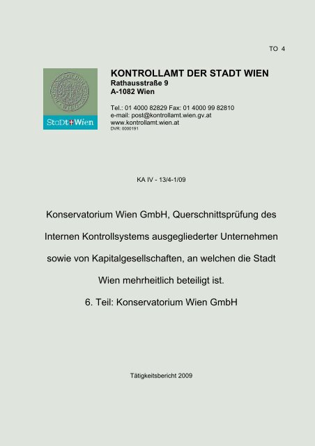 Vollständiger Text - Kontrollamt der Stadt Wien