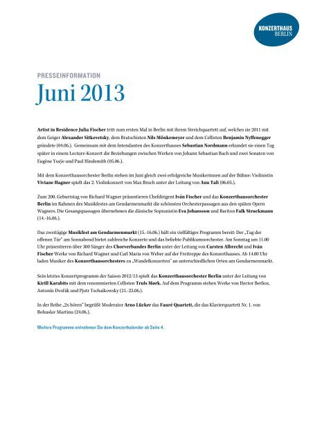 Presseinformation zum Download (167 KB) - Konzerthaus Berlin