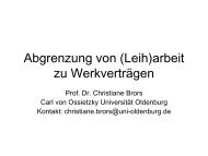 Prof. Dr. Christiane Brors, CvO Uni Oldenburg: Abgrenzung von ...