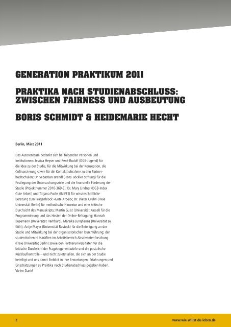 Studie Â»Generation Praktikum 2011 - Hans-BÃ¶ckler-Stiftung