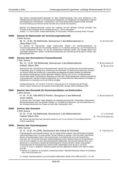 Mathematik und Informatik - koost - Universität zu Köln