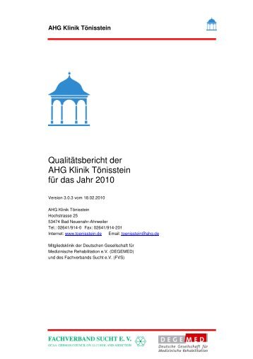 Qualitätsbericht 2010 AHG Klinik Tönisstein - AHG Allgemeine ...