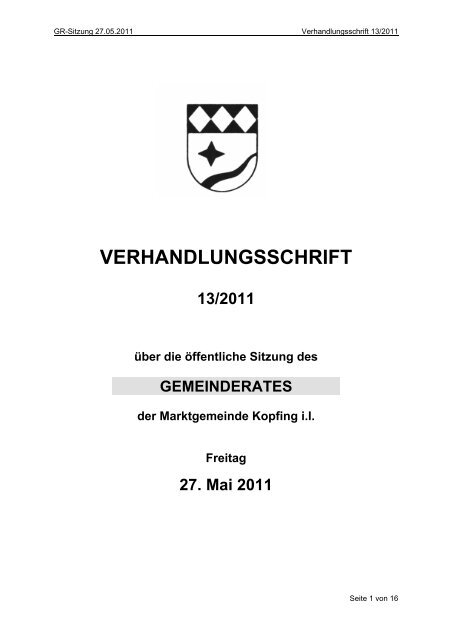 VERHANDLUNGSSCHRIFT - Kopfing im Innkreis