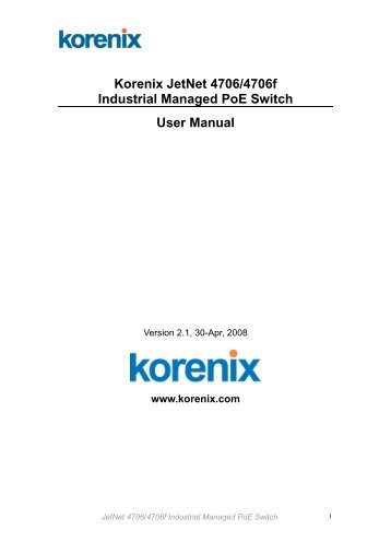 Korenix jetnet 4706/4706f industrial managed poe switch user
