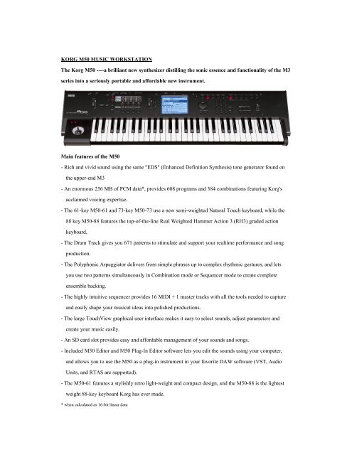 M50 Specifications - Korg Canada