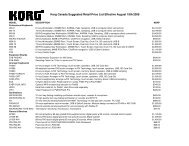 Korg Canada Suggested Retail Price List Effective August 19th/2009