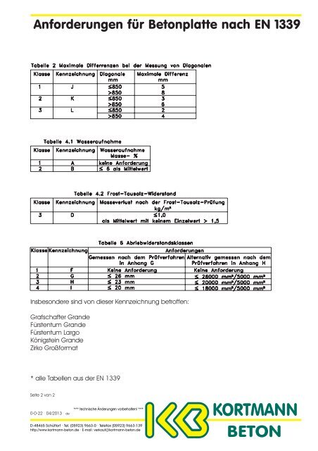 Anforderungen fÃ¼r Betonplatte nach EN 1339 - KORTMANN BETON