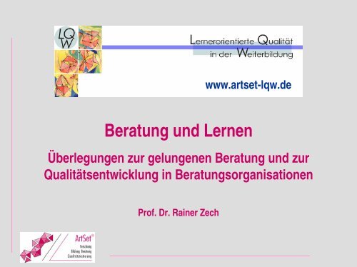 Prof. Dr. Rainer Zech: Beratung und Lernen