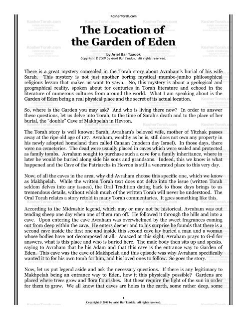 The Location of the Garden of Eden - Kosher Torah