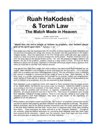 Ruah HaKodesh & Torah Law The Match Made in ... - Kosher Torah