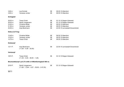 Stadionbestenliste 2010 SC Olpe - Kosina.attendorn.de - Attendorn