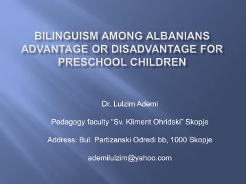 Bilinguism among Albanians advantage or disadvantage for ...