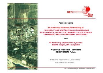 Druga konferencja naukowo-techniczna Geosystems Polska i WAT