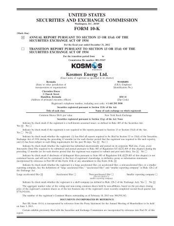 annual report on Form 10-K - Kosmos Energy