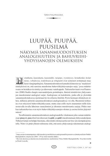 Luupää, puupää, puusilmä - Kotikielen Seura