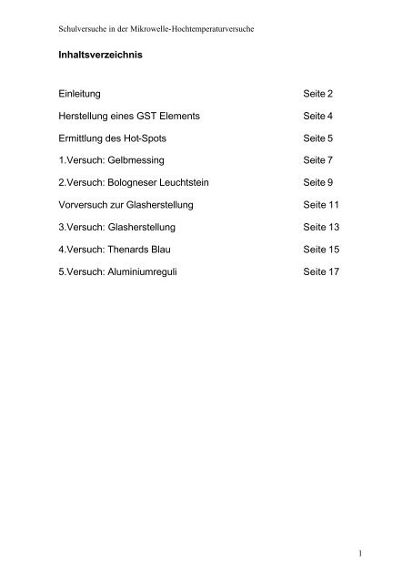 Broschüre "Schulversuche in der Mikrowelle ... - AG Chemieschulen